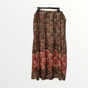 Koret Brown Pink Floral Skirt 28W